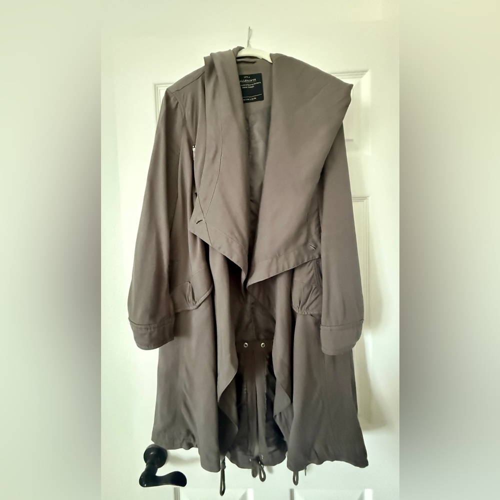 All Saints Taupe Asymmetrical Parka - 3 styles in one jacket